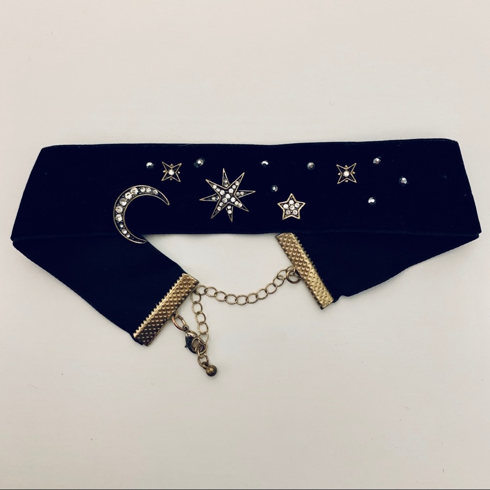 Black Velvet Starry Moon Choker Necklace